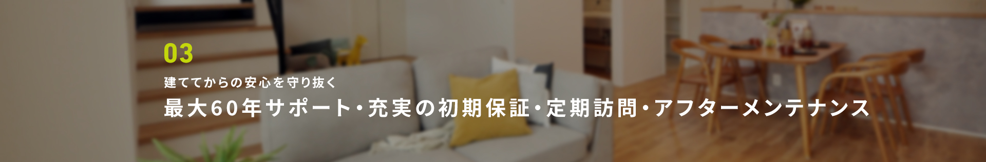 03 建ててからの安心を守り抜く最大60年サポート・充実の初期保証・定期訪問・アフターメンテナンス
