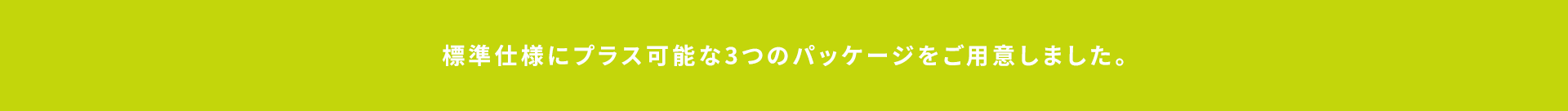標準仕様にプラス可能な3つのパッケージをご用意しました。
